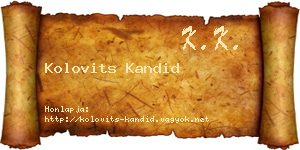 Kolovits Kandid névjegykártya